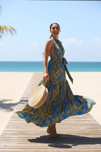 Tropical Halter Maxi - Twirling