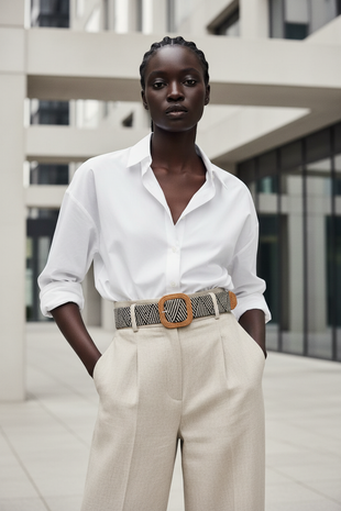 Straw Woven Elastic Belt Braided Stretch Medium Buggle