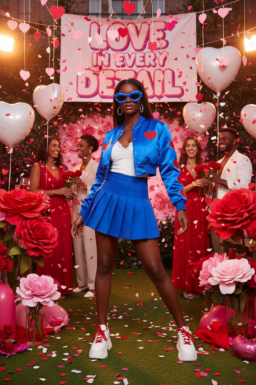 Valentine's Model in Blue Heart Sunglasses